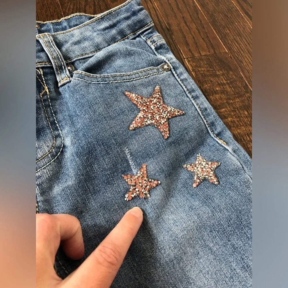 VIGOSS Girls (6-7?) The Austin Ankle Skinny Mid-Rise Crystal Stars Vintage Jeans - Picture 4 of 13